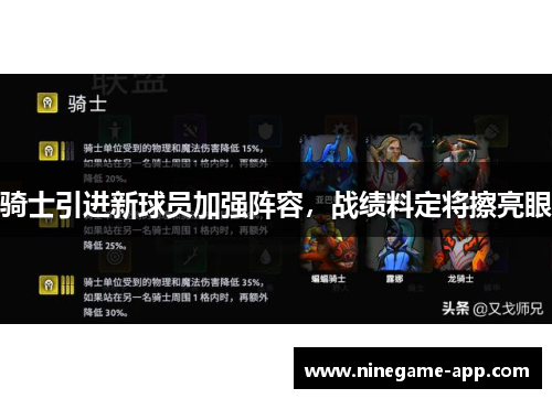 骑士引进新球员加强阵容，战绩料定将擦亮眼